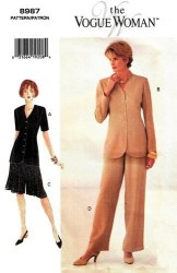 8987 EZ VOG SS-LS BUTTON TOP,WIDE SHORTS,PANTS PATTERN 12-16
